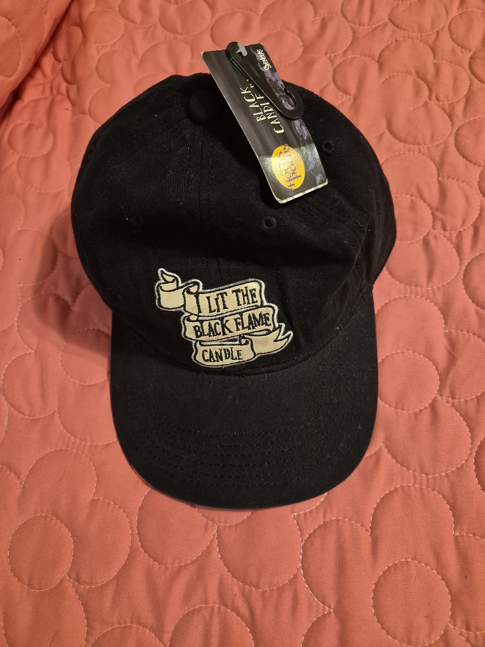 Disney Black Cap with Cream Banner Candle Embroidery